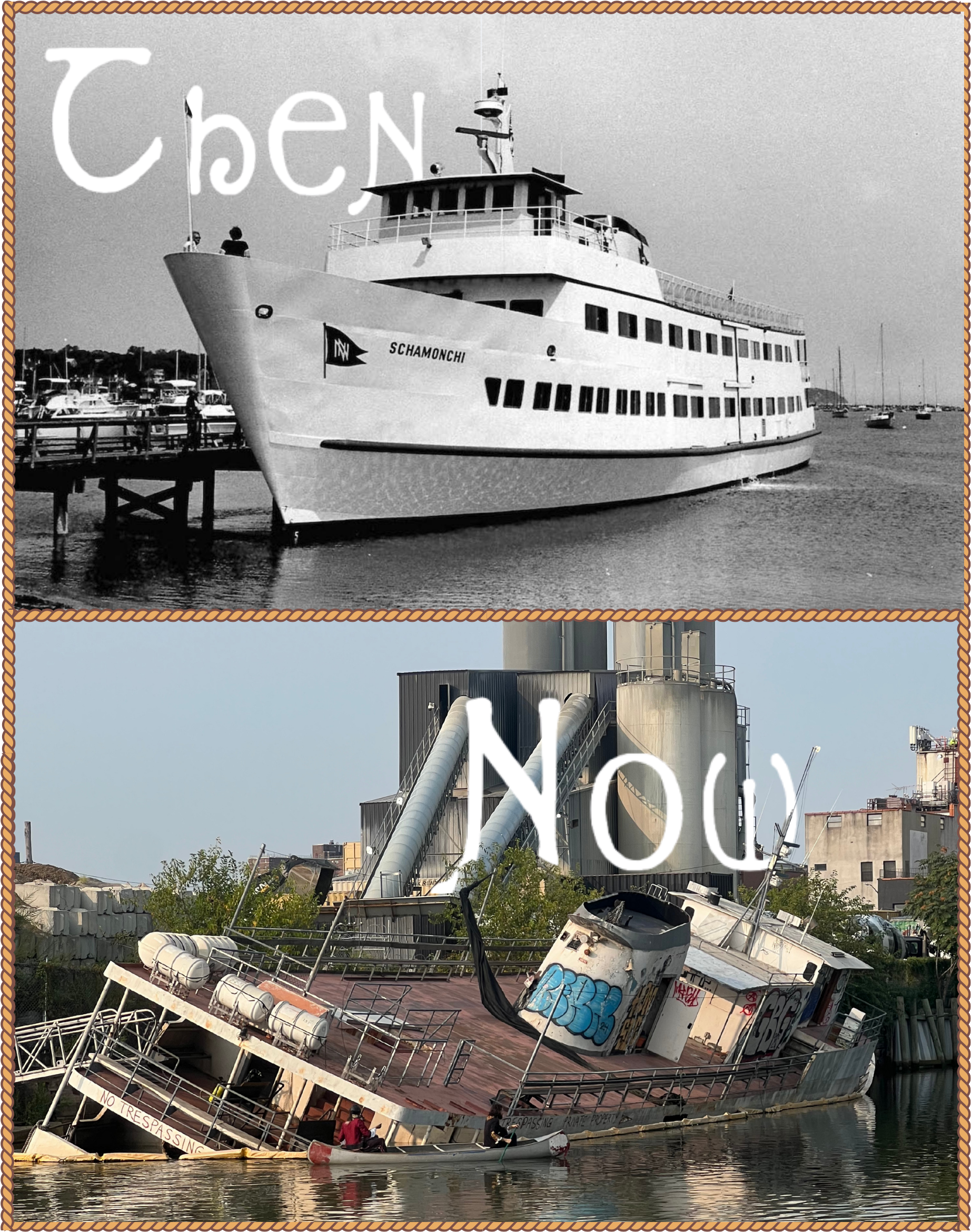 The Schamonchi ferry before and after